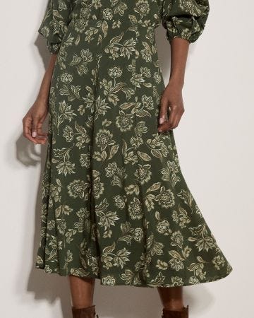 Apricot Floral Print Skirt  