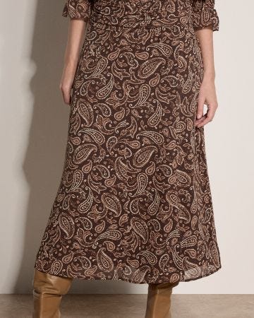 Apricot Paisley Print Skirt