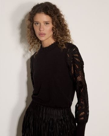 Apricot Lace Sleeve Jumper