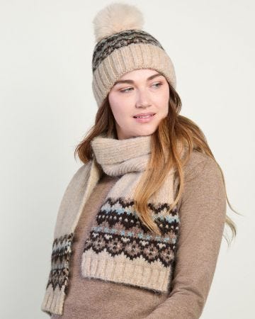 Totes Ladies Fairisle Scarf & Hat Set