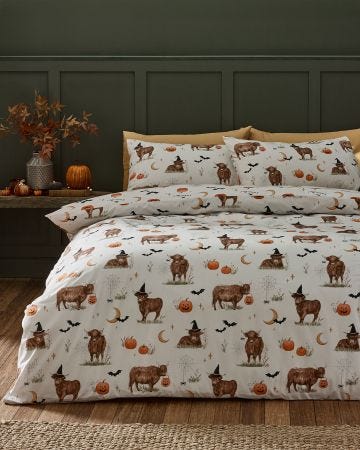 Halloween Highland Cow Bedding Set 