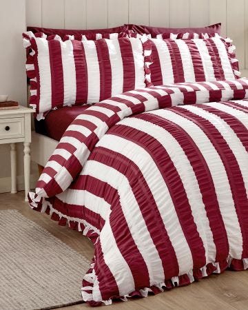 Seersucker Frill Stripe Duvet Set