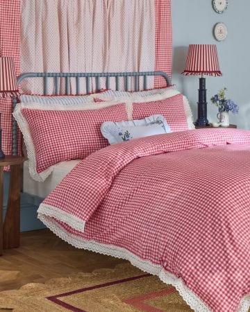 Painted Gingham Lace Duvet Set
