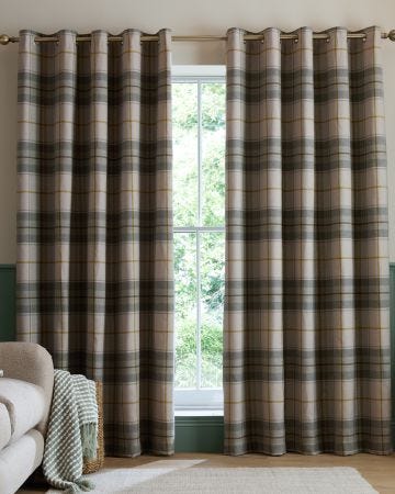 Brushed Woven Glencoe Check Curtains 