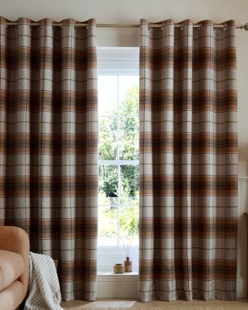 Brushed Woven Glencoe Check Curtains 