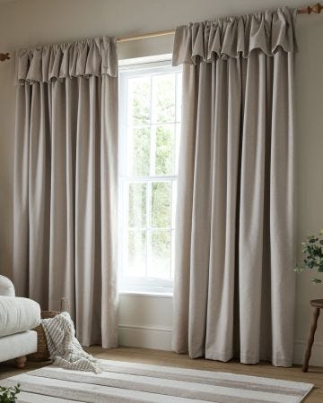 Brushed Texture Ruffle Top Curtains 