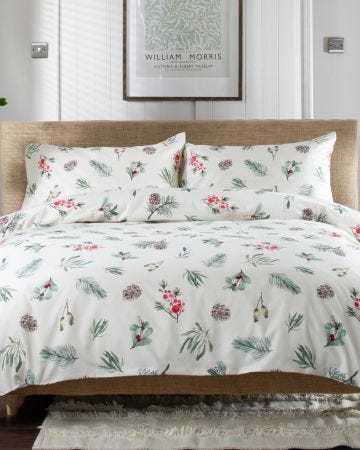 Christmas Leaf Brushed Cotton Duvet Set 