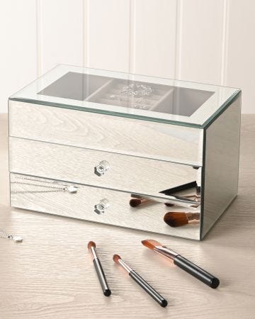 Sophia 2 Drawer Mirror Glass Jewellery Box