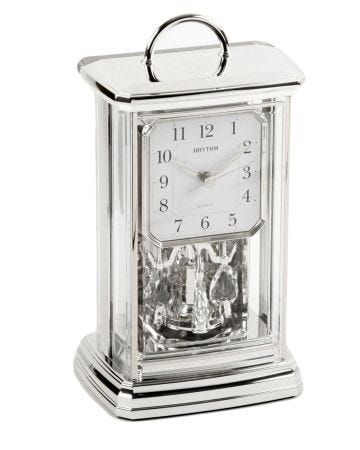 Rhythm Silver Mantel Clock