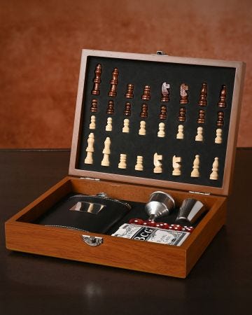 Harvey Makin Game Night Set with Hip Flask