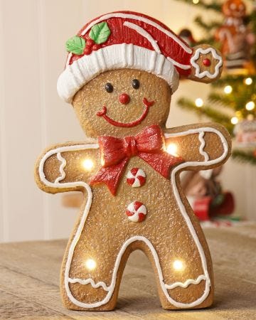 Gingerbread Man with 4 LED Lights 34cm 