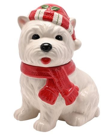 Santa & Friends Ceramic Westie Treat Jar