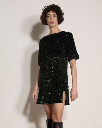 Apricot Velvet Sequin Bow Back Dress 