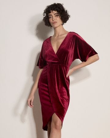 Apricot Velvet Wrap Dress 