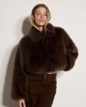 Apricot Cropped Fur Coat 