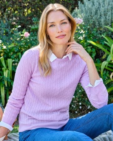 WoolOvers Cable Crew Neck Jumper 