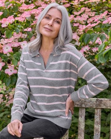 WoolOvers Stripe Polo Jumper 