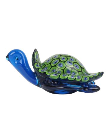 Blue & Green Turtle Objets d'art Glass Figurine
