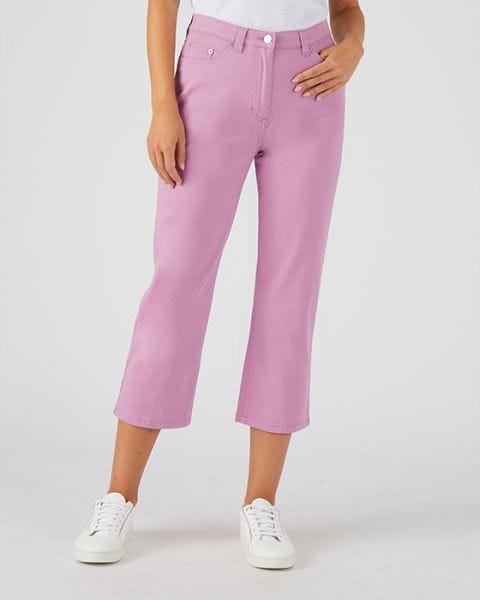 Cotton Stretch Cropped Trousers