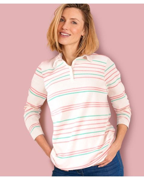 Skin Soft Long Sleeved Cotton Polo Shirt