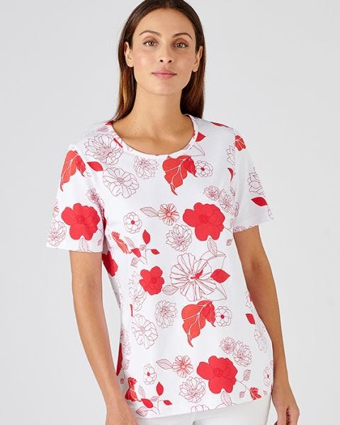 Skin Soft Floral Print Cotton T-shirt