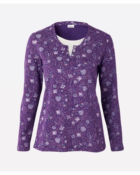Skin Soft Printed Mock 2-in-1 Top