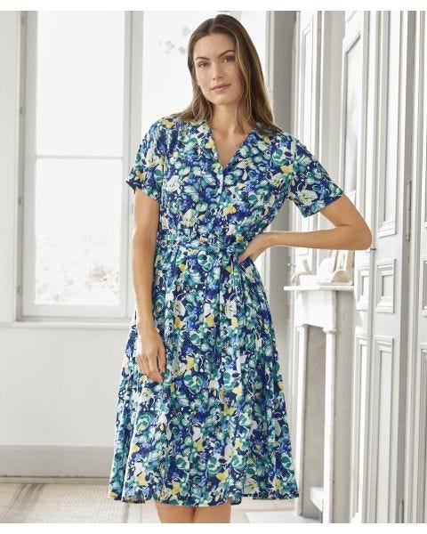 Button-through Print Dress