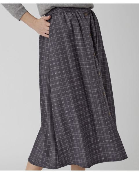 Check Button-Through Skirt