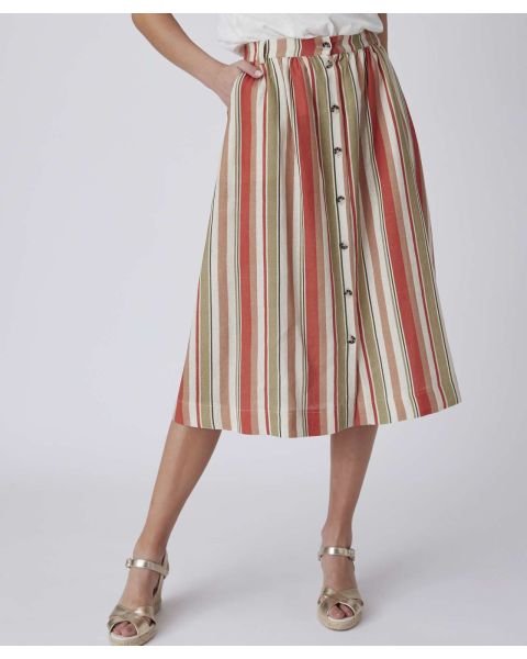 Linen Rich Stripe Skirt