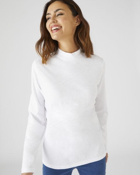 Turtleneck Long Sleeved Cotton T-shirt