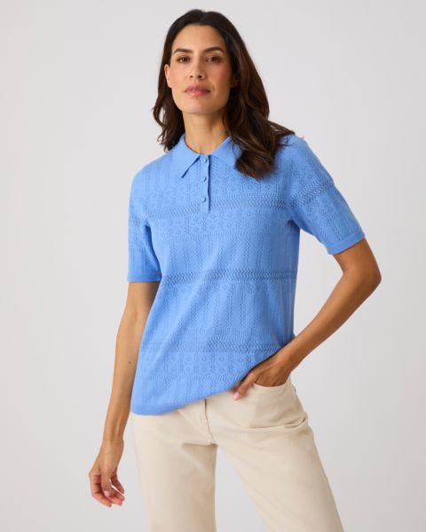  Pointelle Polo Jumper 