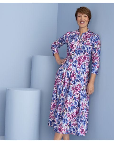 Pleated Printed Dress 