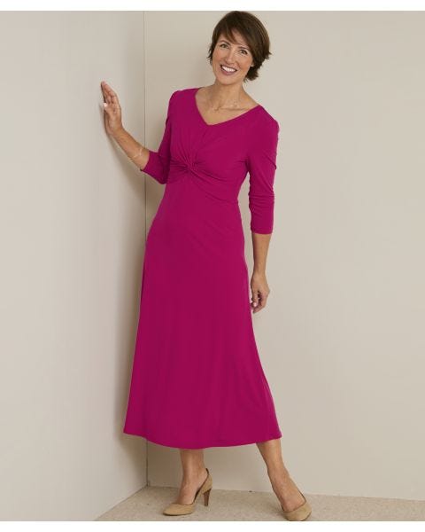 Knot Front V-Neck Printed Dress