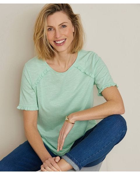 Skin Soft Ruffle Trim T-shirt