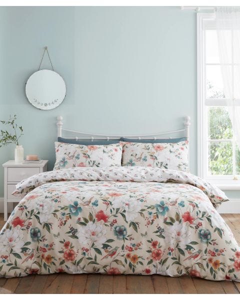 Pipa Floral Birds Cotton Blend Duvet Set