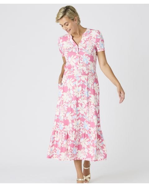 Printed Jersey Frill Hem Dress 