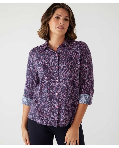 First Avenue Ditsy Leopard Print Cotton Shirt