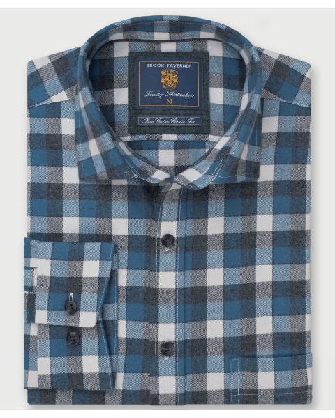Brook Taverner Melange Check Casual Long Sleeve Shirt