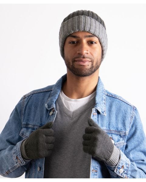 Totes Mens Chunky Knitted Hat & Gloves Gift Set