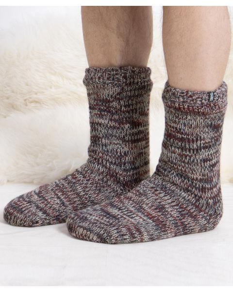 Totes Toasties Mens Chunky Twist Sherpa Lined Slipper Socks