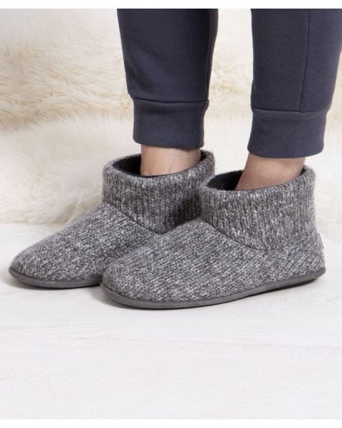 Totes Mens Knitted Short Boot Slipper