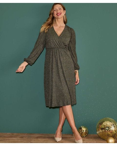 Mock Wrap Sparkle Dress