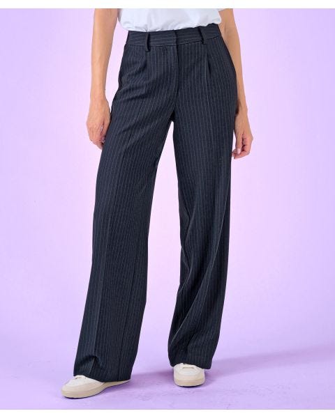 Wide-leg Pinstripe Trousers