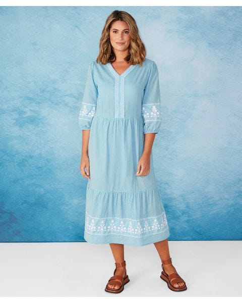 First Avenue - Embroidered Cotton Dress 