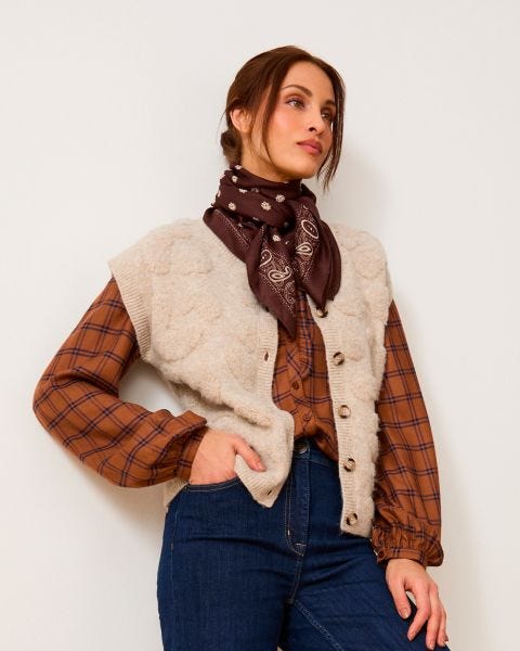 Sleeveless Bouclé Cardigan 