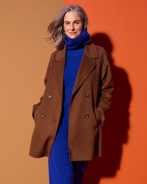 Double Breasted Wool Blend Coat