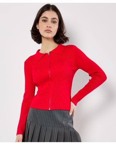 Apricot Ribbed Cardigan