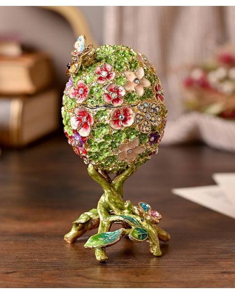 Widdop Floral Foliage Egg Treasured Trinket