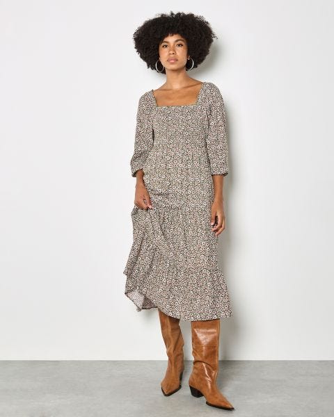 Apricot Ditsy Midaxi Dress