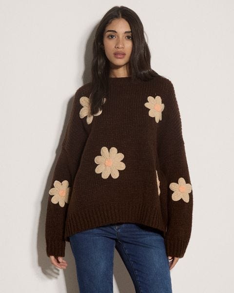 Apricot Embroidered Jumper